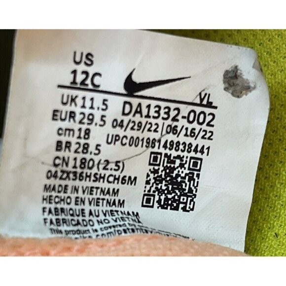 Nike Tiempo Legend 9 Kids Children's Shoes White Yellow Size 12C DA1332-002 - Picture 9 of 9